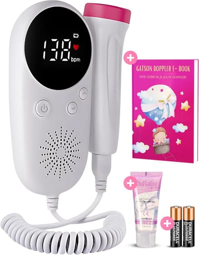 Gatson Doppler Plus - Inclusief E-book, Doppler Gel en Batterijen - Doppler baby - Baby hartje monitor - Babyshower - Zwangerschap