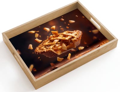 Dienblad hout 40x30 cm - Schootdienblad - Appel - Taart - Warm - Eten - Borrelplank rechthoek - Plateau dienbladen