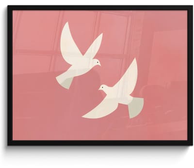 Poster in lijst - Fotolijst 70x50 cm - Posters - Duiven - Wit - Sierlijk - Posterlijst zwart - Decoratie - Wanddecoratie woonkamer - Muurdecoratie slaapkamer