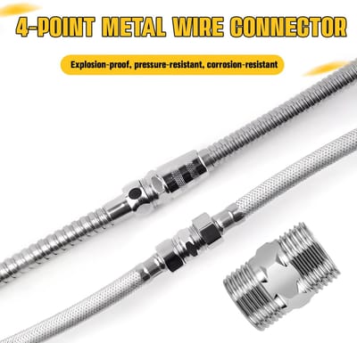 2 stuks 1/2 inch doucheslangadapter, roestvrij staal, 1/2 inch dubbele nippel adapter, verlenging, 1/2 inch verlenging, slangaansluiting met beluchtingselement en dichte afdichting, kraanverlenging