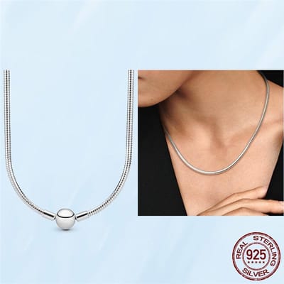 Originele 925 Sterling Zilveren Slangenketting Dames Verjaardagsfeest Bruiloft Mode Sieraden 50cm beige