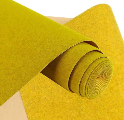 Kunstgras Tapijt 100x41cm voor Modelspoor en Landschapsmodellering, Snijbaar en Duurzaam Nylon Vloerkleed in Geel