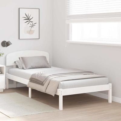 vidaXL - Bedframe - met - hoofdeinde - Wit - 100 - x - 200 - cm - Massief - grenenhout