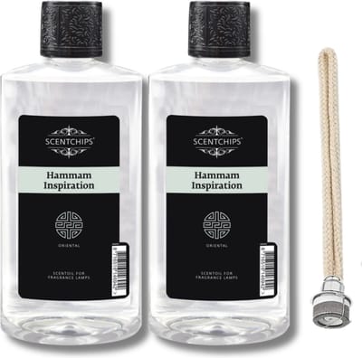 Scentchips Hammam Inspiration - Geurolie Voor Oliebrander Set van 2 - Inclusief Geurlont - Parfum Olie - Geurolie Voor Lampenolie - Geurlamp Olie - 475ml x 2