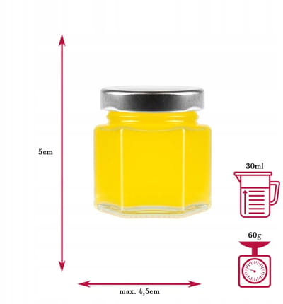 Sześciokąt Serie - Glazen Pot - 30ml - Zeskantig - Met Zilveren Deksel