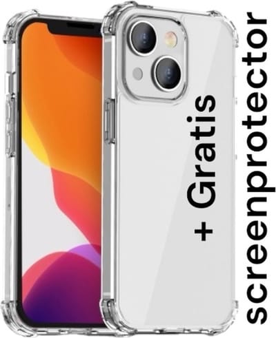 Hoesje Geschikt voor Apple iPhone 13 Anti Shock silicone back cover/telefoonhoesje doorzichtig voor iphone 13/Transparant hoesje/+ gratis screenprotector