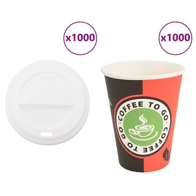 vidaXL - Papieren - koffiekopjes - met - deksel - 1000 - st - 4oz - 100 - ml