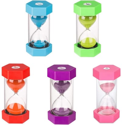 TOVBMUP 5 Stuks Eierklokken - Keuken Timers - Hexagonaal Ontwerp met Dubbele Bescherming - Geschikt voor Diverse Tijdinstellingen - Kunststof - 13x6,5cm