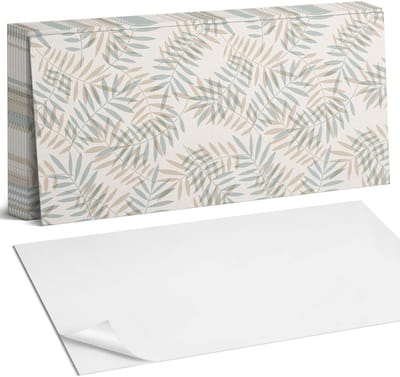 Coloray Plaktegels - Bladeren in een delicaat patroon Zelfklevende Wandtegels - 40 cm x 20 cm - Beige Plaktegels - 10 stuks - Rechthoek PVC Tegels - Plaktegels Badkamer - Vloertegels Zelfklevend - Vinyl Tegels - Portugese Tegels