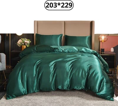 Livano Satijnen Dekbedovertrek - Fleece Dekbedovertrek - Pluche - Dekbed - Deken - Inclusief Kussens - Groen 203x229cm