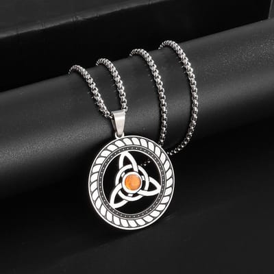 Nouveau Pendentif Collier Nœud de Sorcière en Acier Inoxydable Sorcellerie Hommes et Femmes Bijoux Argentés black