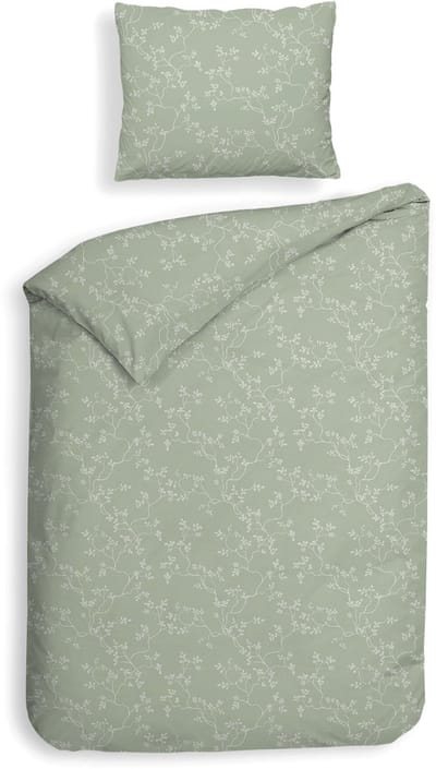 Heckettlane Dekbedovertrek Alloro - Effen Bedlinnen - 140x200-220 cm - Eenpersoons - Groen - Dekbedovertrek van 100% Katoen-Flanel