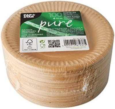 100 x kartonnen borden Nature Kraft karton 15cm/Wegwerp servies - Feest/verjaardag/BBQ/Picknick borden Milieuvriendelijk /Wegwerp bordjes karton