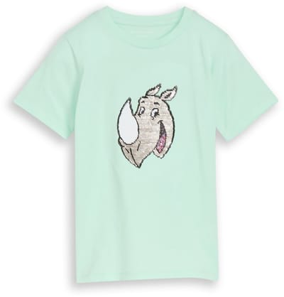 Tom Tailor - T-shirt met omkeerbare pailletten - Maat 116/122 - light bay green
