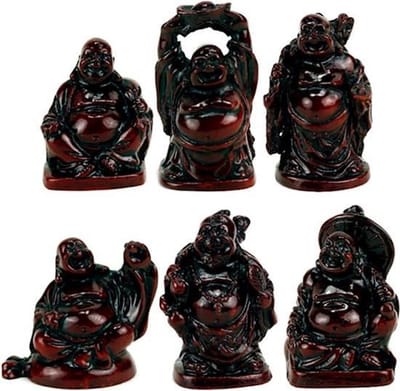 Boeddha's rood SET van 2 minibeeldjes - 5 cm (2 stuks) - M