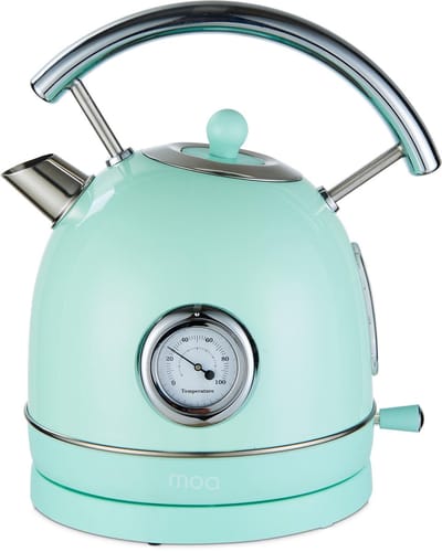 MOA Waterkoker Retro - 1,8 Liter - Elektrische Waterkoker - BPA-vrij - Anti Calcium Filter - RVS - 2200W - Pastel Groen
