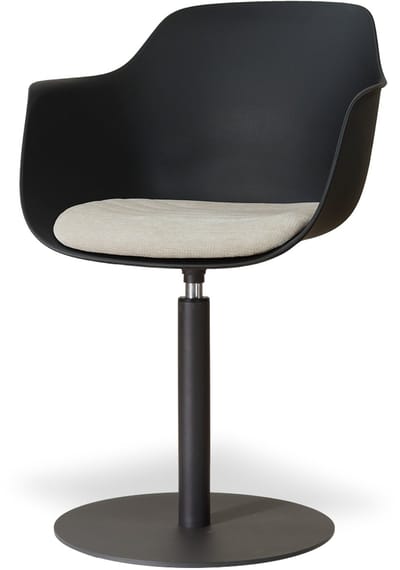 Nolon Niva-Liz Draaibare Tulp Eetkamerstoel Zwart Met Naturelbeige Zitkussen - Mat Zwart Onderstel - Japandi - Comfortabel