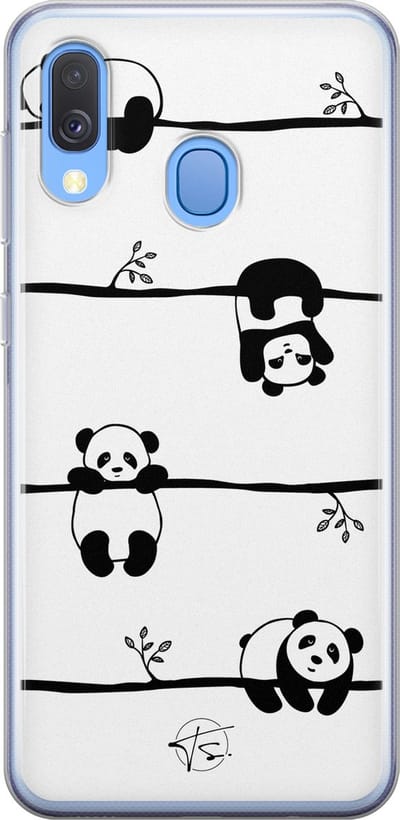 Hoesje geschikt voor Samsung Galaxy A40 - Panda - Soft Case - TPU - Print - Zwart - Mooie Telefoonhoesjes