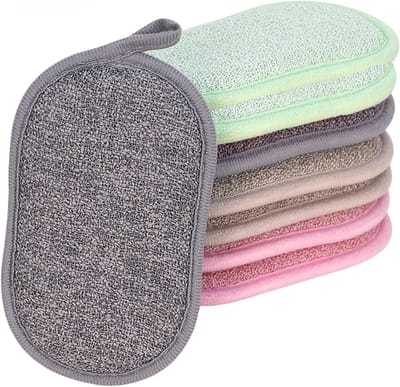 8 stuks herbruikbare, wasbare microvezel afwassponzen, duurzaam, krasbestendig en multifunctioneel, geschikt voor keukens, badkamers en glazen borden,Veelkleurig