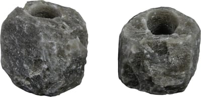 2x Waxinelichthouder / Theelichthouder Zoutsteen Himalaya - ZWART - Middel 0,6-1kg - ca. 9x9x8cm