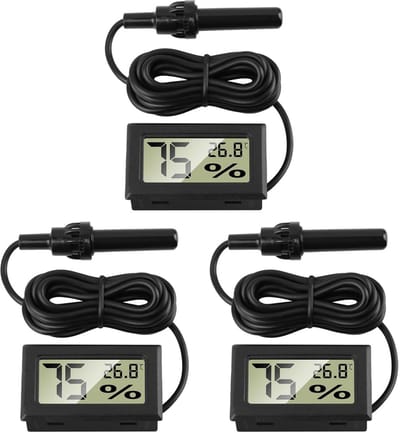 Set van 3 Digitale Thermometer en Hygrometer met Externe Sensor voor Binnen en Aquarium