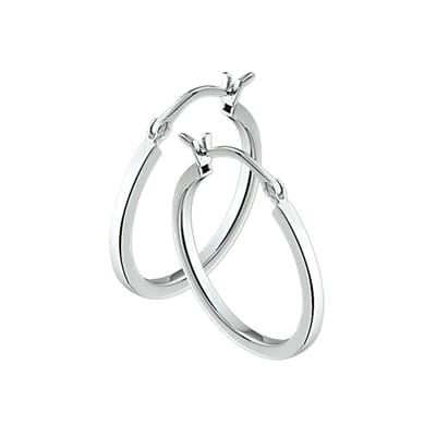 The Jewelry Collection Oorringen Vierkante Buis - Zilver