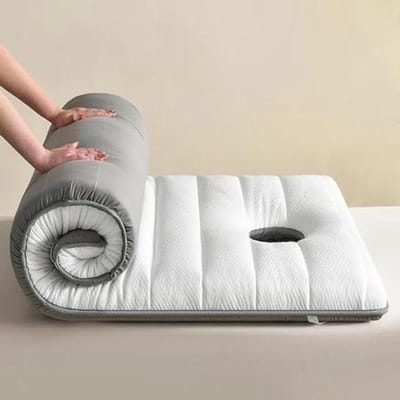 Traagschuim Topper - Massagekussen - Behandeltafel Comfort - Ademend Gebreid Katoen - 70x190cm - Zwart