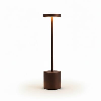 OMNIEXA Tafellamp - Mat Bruin – Dimbaar & Draadloos – 3 Lichtstanden – LED Designlamp met TouchControl – Sfeervolle Tafellamp voor Woonkamer, Slaapkamer of Horeca - 34cm