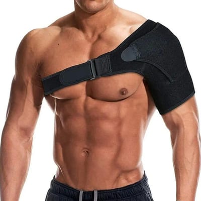Schouderbrace met drukpad, geschikt voor zowel mannen als vrouwen, verstelbare schouderbrace voor bescherming van de linker- en rechterschouder Right Left can use black