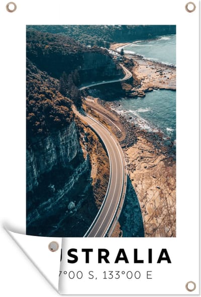 Muurdecoratie Australië - Zee - Snelweg - 120x180 cm - Tuinposter - Tuindoek