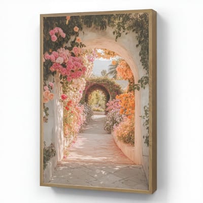 Wandlamp 70x100 cm - Oplaadbaar - Doorkijk - Boog - Bloemen - Pastel - Wandlampen binnen woonkamer - Slaapkamer lamp - Decoratieve nachtlamp - Vloerlamp draadloos