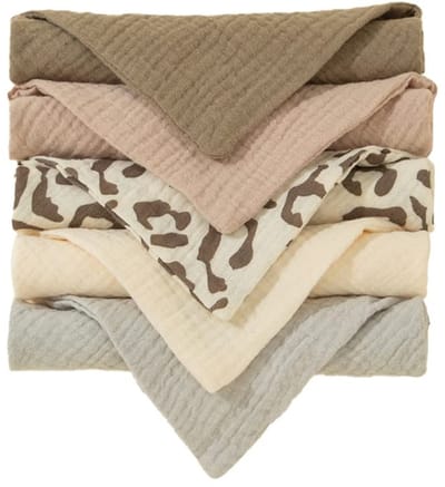 Dailygoods- Babyslabbetjes 5 Stuks - Dubbellaags - Absorberend - Mousseline - Verstelbare Drukknopen - Driehoekig Design - Slabbetje