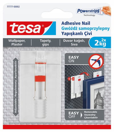 Tesa Serie - Verstelbare Zelfklevende Nagel - 2 kg - Powerstrips Techniek - Herbruikbaar