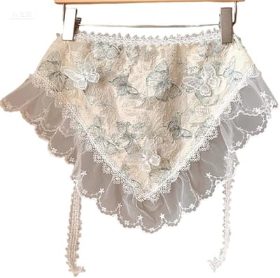 Daity Set van 2 kanten strik-hoofddoeken, witte parelhoofddoeken, antislip driehoekige hoofddoeken in bohemian stijl voor dames (wit)