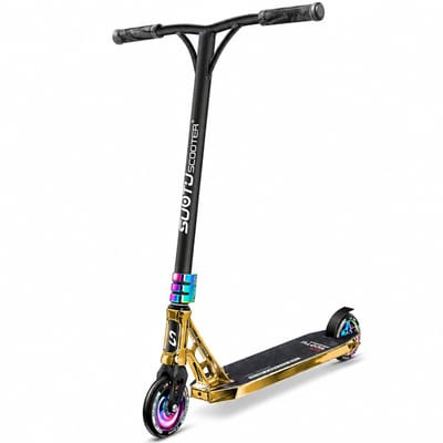 Suotu Stuntstep Professioneel - Step - 110mm - Speelgoed Jongens/Meisjes - Kinderstep - ABEC-9 - 100KG - Aluminium - Zwart/Brons/NEO