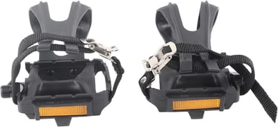 Fietspedalen met kooien en vingerriemen voor fixie en mountainbike, nylon pedalen, stevige grip en veiligheid