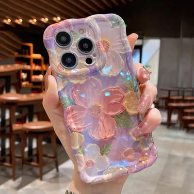 Retro Olieverf Telefoonhoesje Voor iPhone 14 ProMax 15 13 12 16 Pro Luxe Bloemenprint Schokbestendige Siliconen Hoes Artistieke Decoratie For iPhone 16Pro