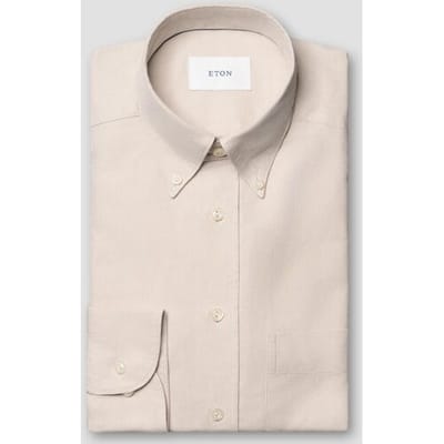 Eton Overhemd Royal Oxford Faux-Uni Cotton Button-Down Beige / male