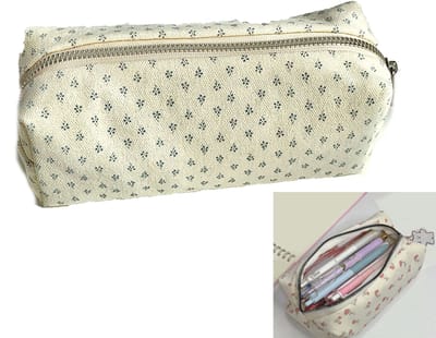 KZQ Schattige pennenzak esthetisch cyaan bloemenprint voor studenten potlood etui opbergtas voor pennen munten en make-up kantoororganizer voor kinderen tieners school