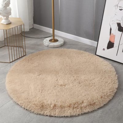 Tapis rond blanc pour enfant, décoration pour chambre à coucher, salon, chambre d'adolescent, grand tapis moelleux et poilu arc-en-ciel, chaise suspendue, tapis de sol Round 60cm gray