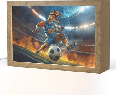 Nachtlampje 30x20 cm - Kinder lampje - T-Rex - Voetbal - Stadion - Tafellamp kinderkamer - Slaapkamer lamp - Bedlamp kinderen - Kinderlampje stopcontact - Wandlamp babykamer - Nachtlampjes