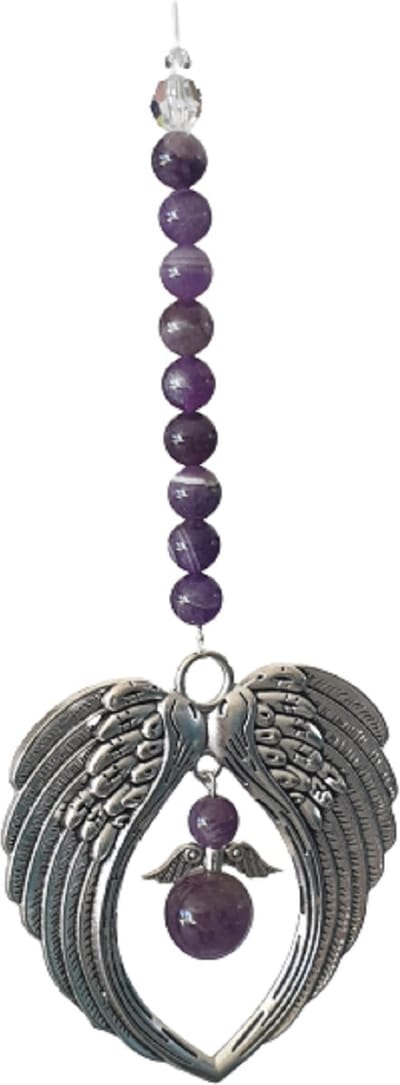 Angel Wings raamhanger Amethist, Half edel steen, bescherm engel, raam decoratie, meditatie engel, Feng Shui, Kerst engel, baby shower cadeau, kerst pakket cadeau, geluk engel
