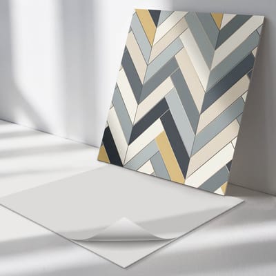 Wallfluent Vinyl Tegels - Visgraatpatroon Wand PVC Tegels - 30 cm x 30 cm - Grijs Vinyl Tegels - Set van 9 - Vierkant PVC Tegels - Texturen Plaktegels - Vinyl Tegels Zelfklevend - Plaktegels Keuken en Badkamer