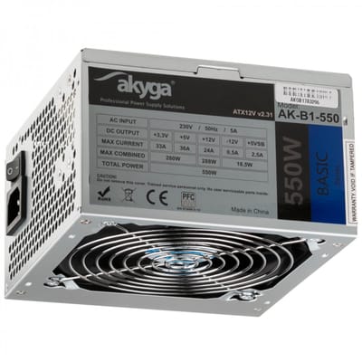Akyga Atx-Voeding 550W Ak-B1-550 Voor Pc Met 3 Sata-Ventilatoren En 12 Cm Pci-E-Component