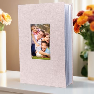 Familie fotoalbum, kan 300 foto's bevatten (6-inch foto's), groot formaat, linnen omslag, ideaal fotoalbum voor familie, bruiloft, reizen en baby, 33*22*5cm,Beige