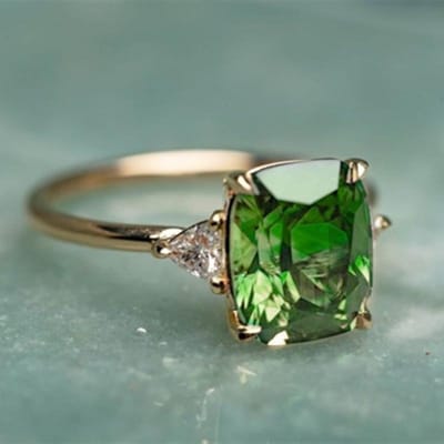 Huitan Heldergroene Zirkonia Ringen Luxe Verlovings Trouwringen voor Vrouwen Gouden Kleur Temperament Elegante Dames Sieraden 11 gray