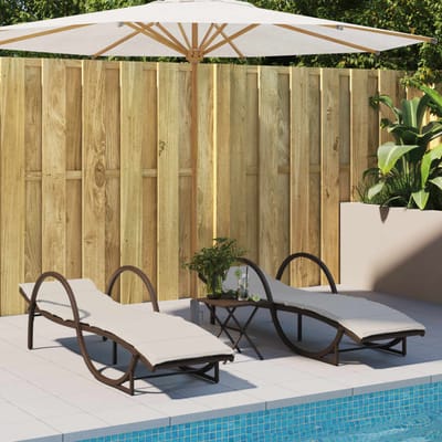 vidaXL - Ligbed - met - kussen - 60x199x42 - cm - poly - rattan - bruin