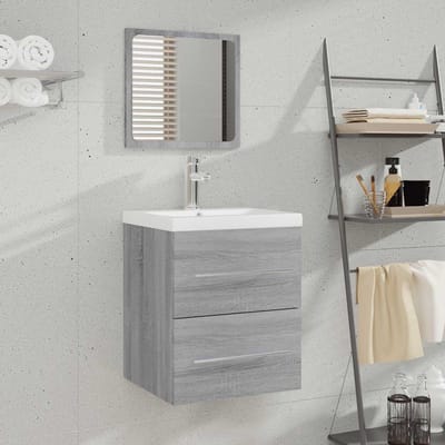 vidaXL - Badkamerkast - met - spiegel - 41x38,5x48 - grijs - sonoma - eikenkleurig