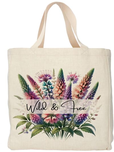 Shopper - Totebag - Boodschappentas | Bloemen - Wild & Free | Duurzaam - Linnenlook - 48x38cm