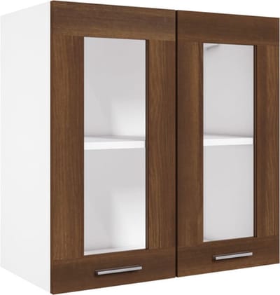 vidaXL - Vitrinekast - hangend - Lyon - 60x31x60 - cm - bewerkt - hout - bruin - eikenkleur